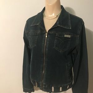 Womens Max Studio Denim Jacket w/zipper & grommets